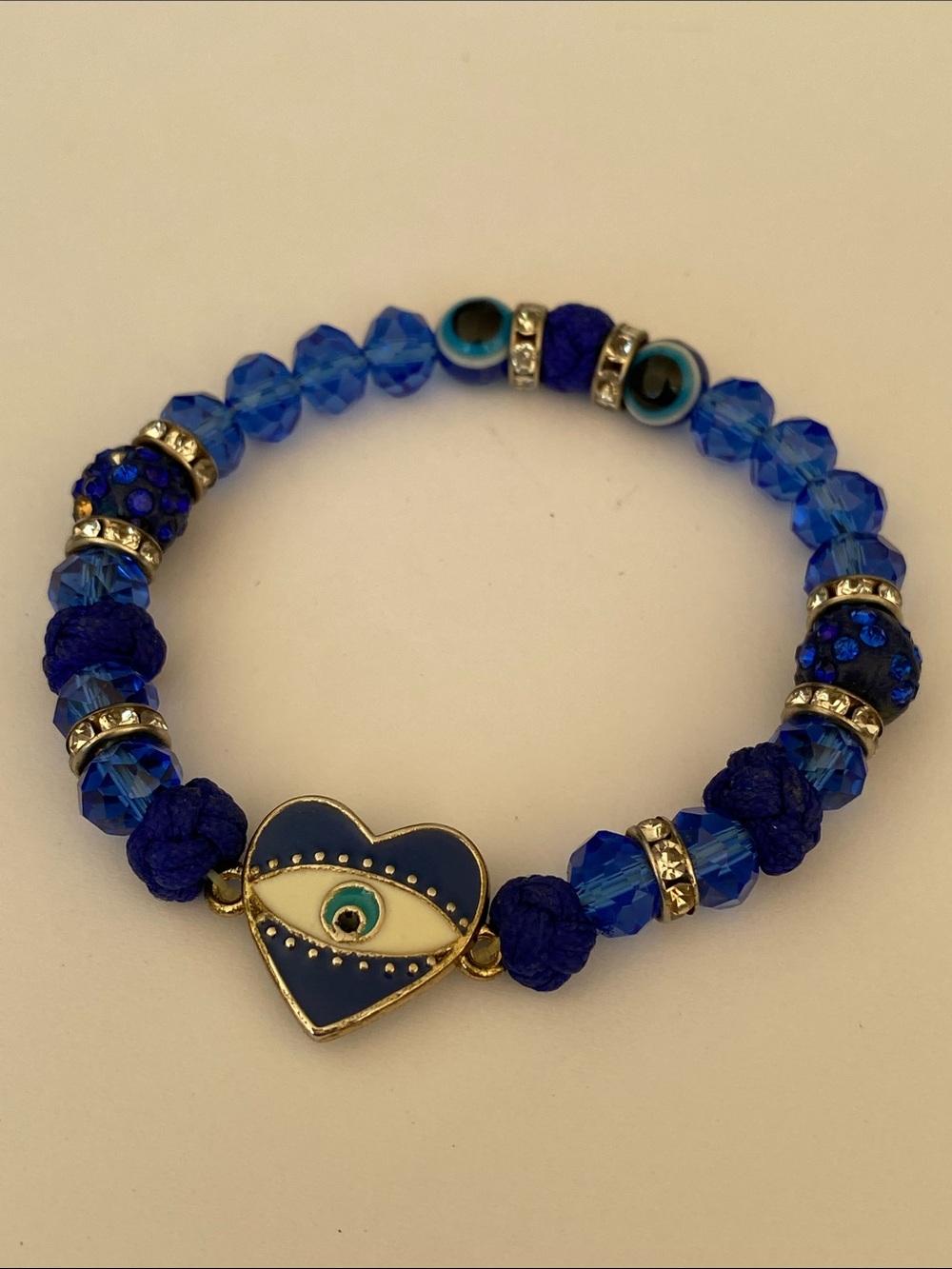 Blue Evil Eye 🧿 Heart Stretch Bracelet - Women Jewelry